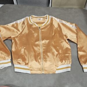 Shiny Gold Vintage Satin Bomber Jacket size Medium